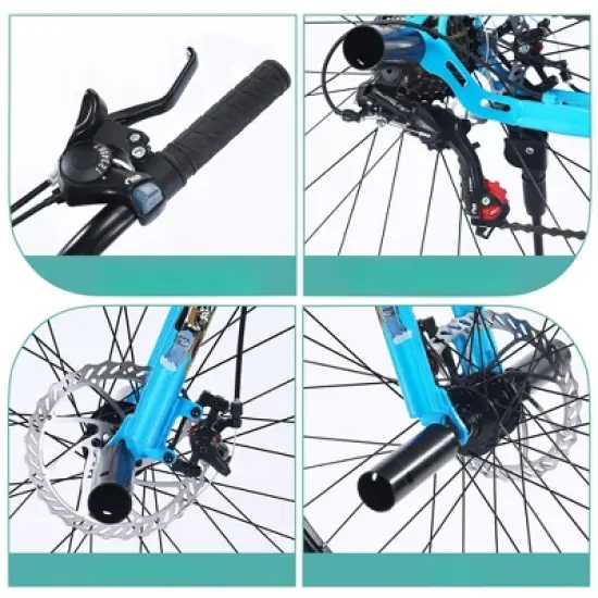 DSVIMOY Bicycles, Kids Bike with Double Disc Brakes, Children's Bicycle for Boys Girls Age 12+ Years, Blue, 68.8"*26.77"*47.6" image {4}