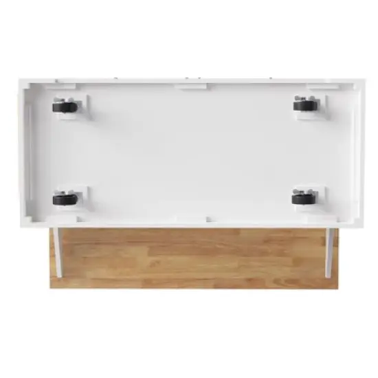 XINGHANZHENXUAN White Kitchen Island with Drop Leaf, Rolling Cart on Wheels, Rubber Wood Top & Embossed Texture for Farmhouse Kitchens image {8}