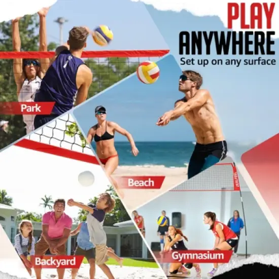 Adjustable Volleyball Net Set 12ft/20ft, Portable Freestanding with carry bag for training & outdoor image {5}