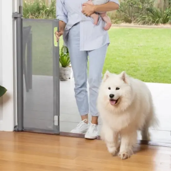 Perma Child Safety 71" Wide x 41" Tall Retractable Baby Gate - 3123 - Gray image {5}