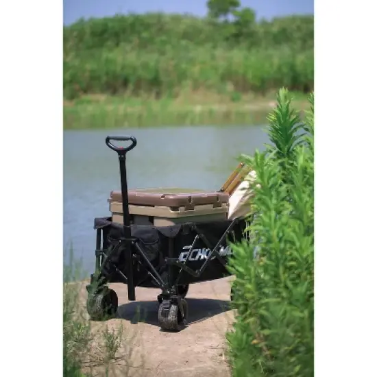 EchoSmile 4.54 cu. ft. Fabric Portable Garden Cart with Adjustable Rolling Wheels in Black image {2}