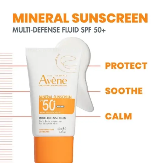 Avene Mineral Multi-Defense Fluid Face Sunscreen for Sensitive Skin - SPF 50+ - 1.3 fl oz image {2}