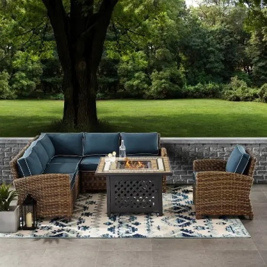 Bradenton 5pc Outdoor Wicker Seating with Fire Table - Crosley
 image {1}