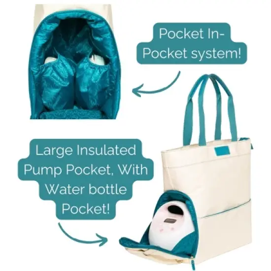 Sarah Wells Austin Breast Pump Tote &ndash; Coated Canvas Bag with Insulated Pocket, Water Bottle Holder & Laptop Sleeve image {2}