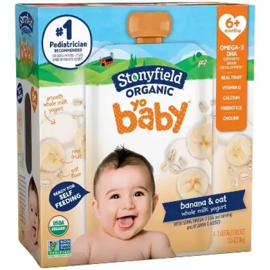 Stonyfield Organic YoBaby Whole Milk Yogurt - 4ct/3.4oz Pouches image {9}