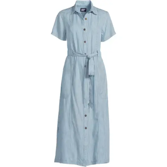 Lands' End Women's Indigo Tencel Button Front Midi Dress image {2}