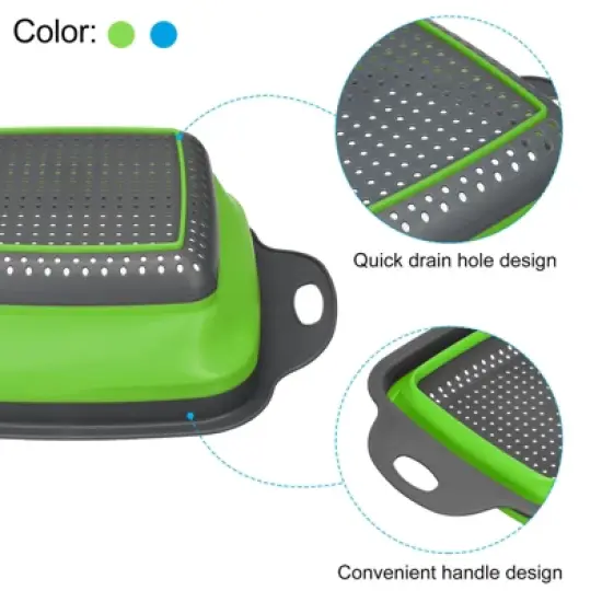 Unique Bargains Collapsible Colander Set Silicone Square Foldable Strainer Convenient Space Saving image {2}