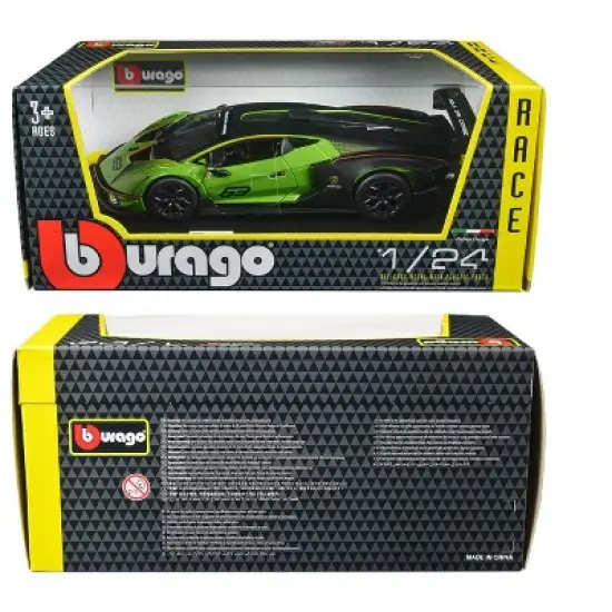 Lamborghini Essenza SCV12 #63 Green Metallic and Black "Squadra Corse" "Race" Series 1/24 Diecast Model Car by Bburago image {2}