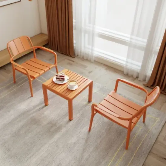 3 Piece Patio Table and Chairs Sets, Indoor Outdoor Conversation Furniture Set,Small Space Patio Table Set for Balcony or Courtyard-The Pop Home image {7}