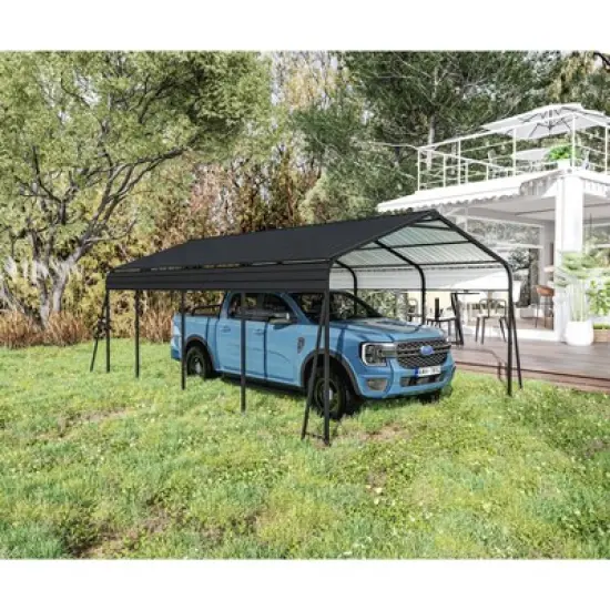 Gulches Metal Carport 12x20, Heavy Duty Outdoor Storage Canopy, Multi-Use Garage Shed for Car & Truck, Galvanized Steel Roof, Gray image {4}