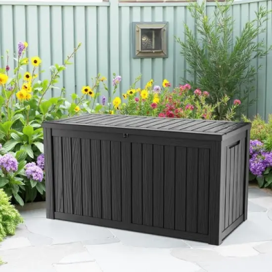 Wooakway 150 Gallon Waterproof All-Weather Storage Box Deck Box Indoor and Outdoor Use image {7}