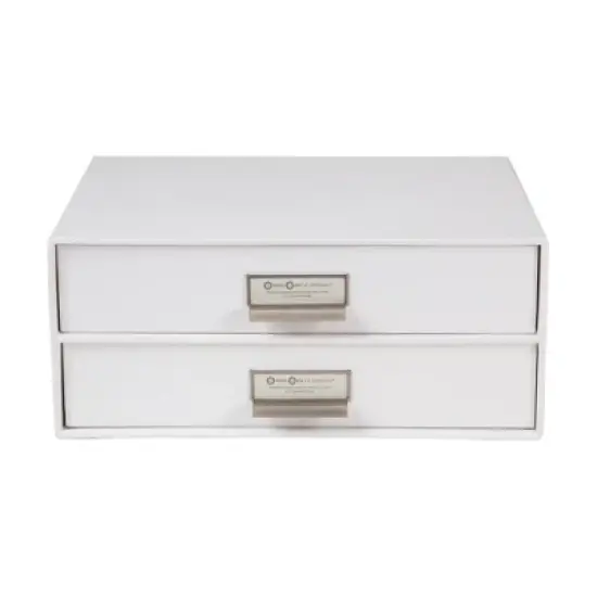 Bigso Birger 2-Drawer Fiberboard Document Box | Desktop Storage Drawers with Metal Label Holders image {5}
