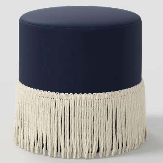 Fringe Drum Ottoman in Velvet - Threshold&trade; image {5}