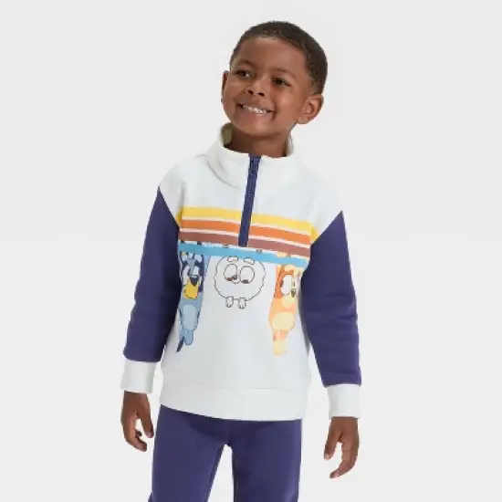 Toddler Boys' 2pc Bluey Bingo Fleece Quarter Zip Pullover and Bottom Set - Navy Blue image {2}