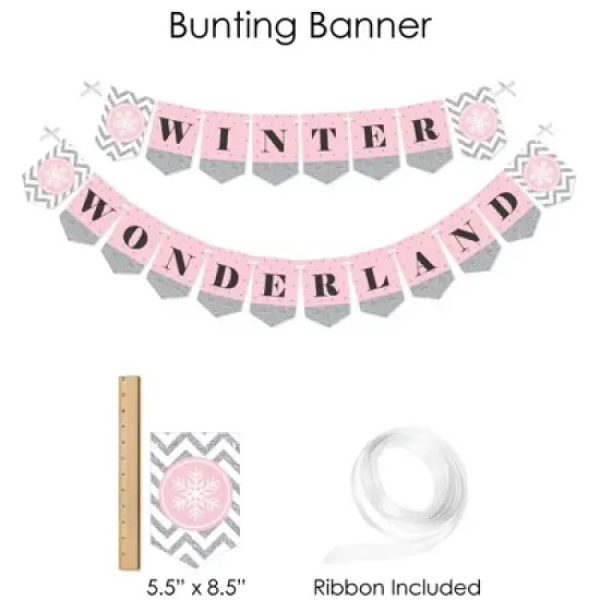 Big Dot of Happiness Pink Winter Wonderland - Holiday Snowflake Birthday Party and Baby Shower Supplies - Banner Decoration Kit - Fundle Bundle image {2}
