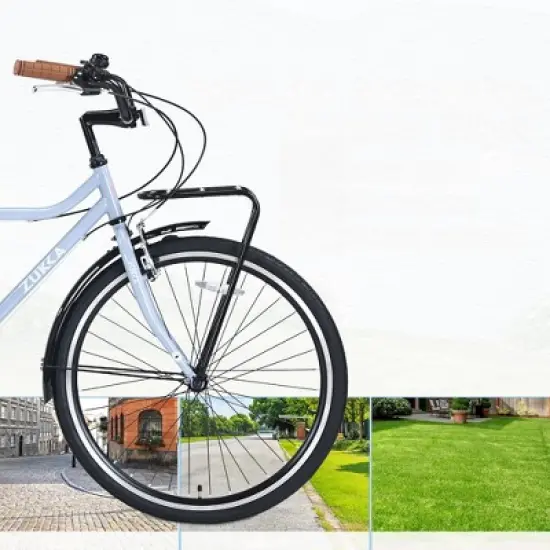 DSVIMOY Bicycles, 26 Inch Vintage Style Bike, 7-Speed Commute Bike with Leather Saddle for Men and Women, Blue, 22.05"*37.8"*66.93" image {4}