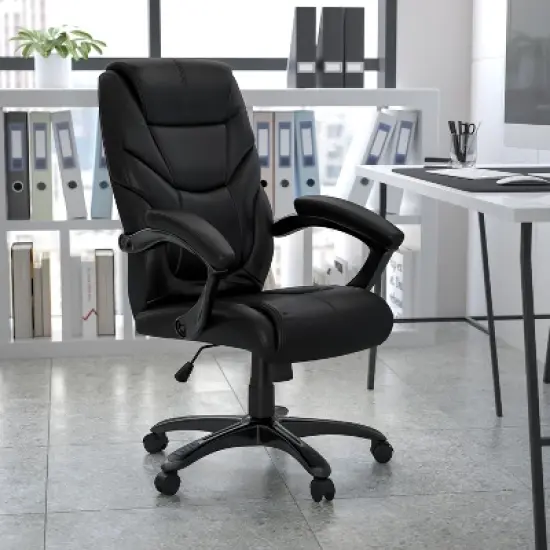 Emma and Oliver High Back LeatherSoft Executive Ergonomic Office Chair-Arms image {1}