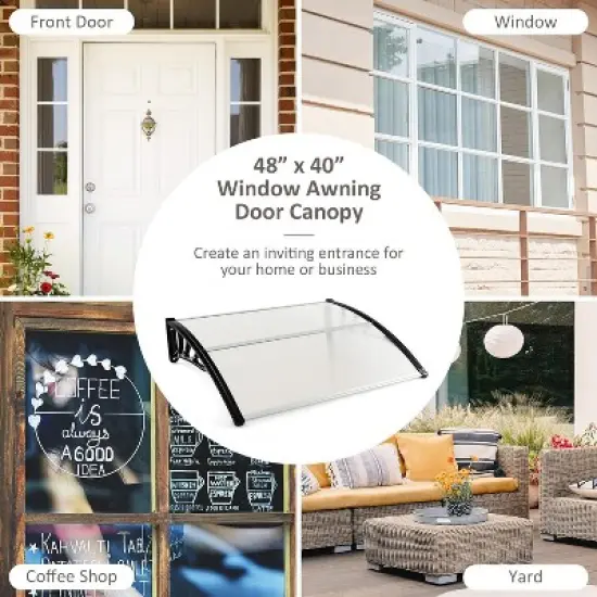 Tangkula 2PCS 48" x 40" Window Awning Door Canopy Exterior Awning Canopy Patio Black image {9}