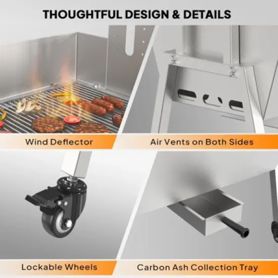 ROVSUN Rotisserie Grill with Windscreen, 46 Inch 176 Lbs Capacity for Camping Barbecue image {2}