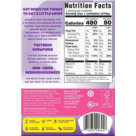 My/Mochi Oat Milk Frozen Dessert Strawberry - 6ct image {2}