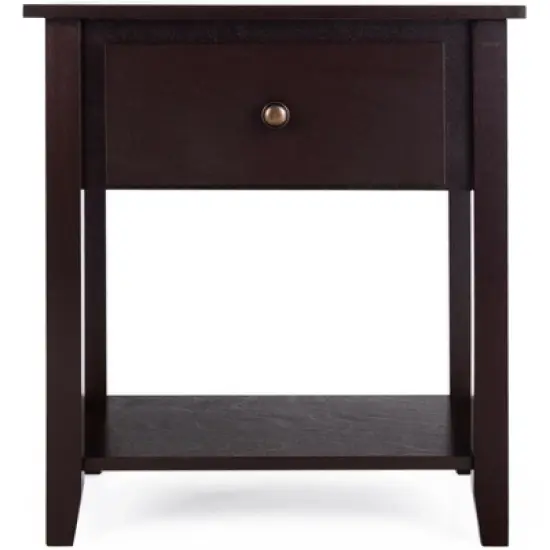 Costway 2PCS Nightstand Sofa End Side Table W/ Storage Drawer Bottom Shelf Espresso image {5}