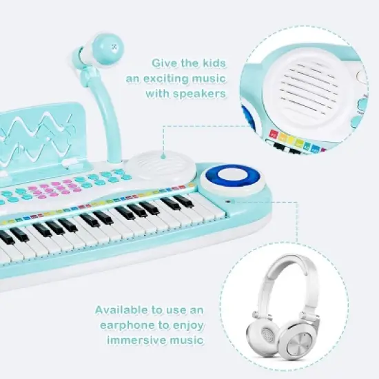 Costway Z-Shaped Kids Toy Keyboard Piano 37-Key Electronic Organ Light w/Microphone image {7}