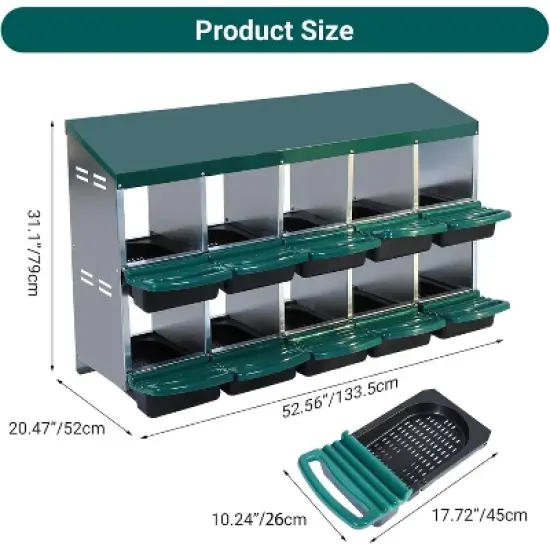 Hole Chicken Nesting Boxes with Lockable Lid - Metal Laying Box for Hens, Secure Egg Collection & Protection, Easy Access image {1}