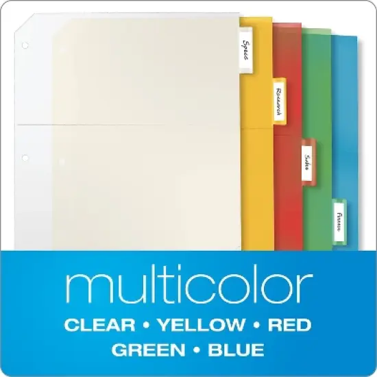 Cardinal Poly Ring Binder Pockets 11 x 8 1/2 Letter Assorted Colors 5/Pack 84009 image {6}