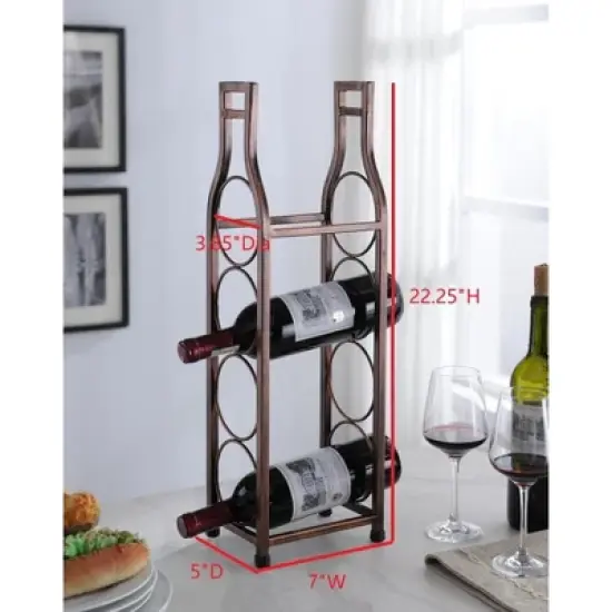 Kings Brand Furniture - Countertop Tabletop Wine Rack, Wine Bottle Storage Holder for Home Kitchen & Bar - Brushed Copper - No Assembly Required image {2}