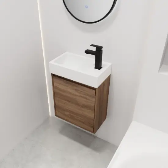 Floating Small Bathroom Vanity With Sink And Soft Close Door - ModernLuxe image {1}