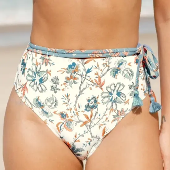 Women's Floral Paisley Pattern Tassel Tie Bikini Bottom - Cupshe image {2}