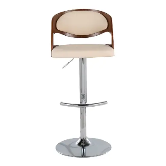 Set of 2 Pino Upholstered Barstools Cream/Walnut - Lumisource image {5}