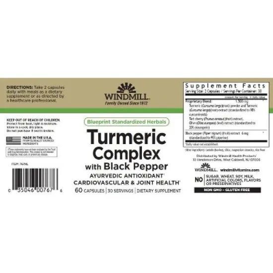 WINDMILL TURMERIC COMPLEX W/ BLACK PEPPER CAPS, 60 CT image {1}