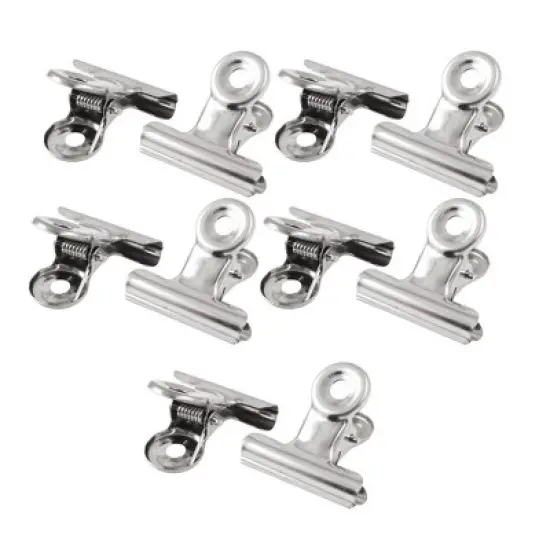 Unique Bargains Durable Metal Silver Compact Lightweight Office Binder Clip 1.2 Inch Silver 10 Pcs image {5}