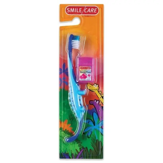 SmileMakers Toothbrush Soft and Floss Kit - Blue Dinosaur image {3}
