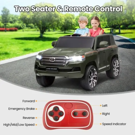 Acekool 12V Electric Kids Ride-On SUV, 2-Seater with Remote Control, LED Lights & Music &ndash; Army Green image {4}