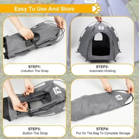 Yanvega Cat House Pop Up Foldable Tent for Small Animals Gray 23 X 23 X 16 image {2}