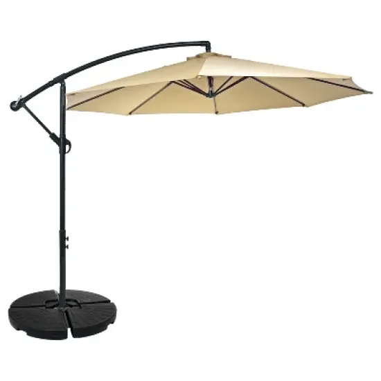 Sunnydaze Outdoor Steel Offset Cantilever Patio Umbrella with Round Base Set - 10' image {11}