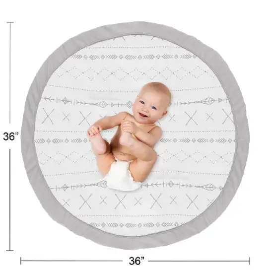 Sweet Jojo Designs Boy or Girl Gender Neutral Unisex Baby Tummy Time Playmat Woodland Friends Grey and White image {3}