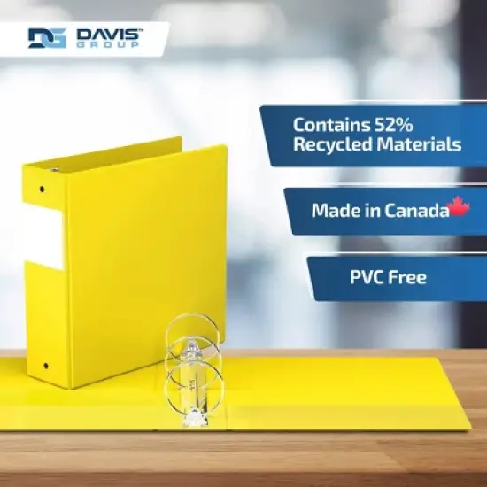 Premium Economy 3" Round Ring Binder 6pk Yellow: Davis Group, Hard Cover, 600 Sheet Capacity, 2 Pockets, Polypropylene image {6}