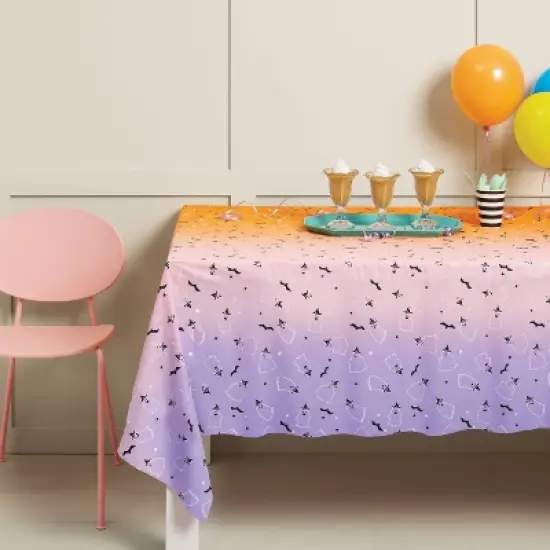 Halloween Ghost Witch Ombre Table Cover Orange/Purple - Spritz&trade; image {1}