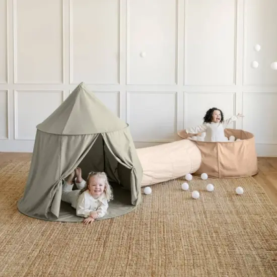Rollic Playroom Bundle Tent Tunnel and Ball Pit - Cream: Steel Frame & Polyester Material image {1}
