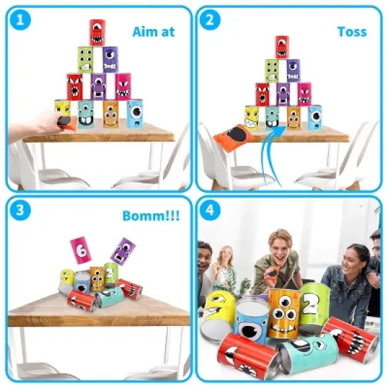 Joyfy Halloween Party Favors 13PCS Carnival Bean Bag Toss Knockdown Can Game Set, Indoor Outdoor Party Lawn Yard Games Birthday Gifts for Kids Adults image {2}