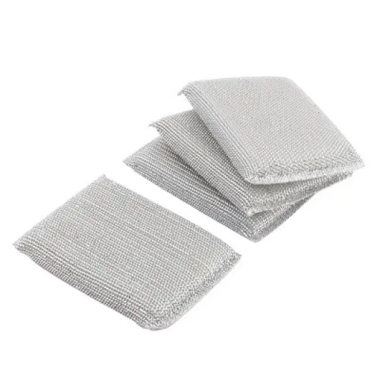 Unique Bargains Metallic Thread Sponge Scouring Pads 4 Pcs image {2}