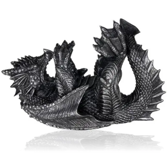 True Dragon Wine Bottle Holder | Fantasy Tabletop Statue, Gothic Wine Accessory, Soft Base Protects Tables, Pewter Color Finish image {3}