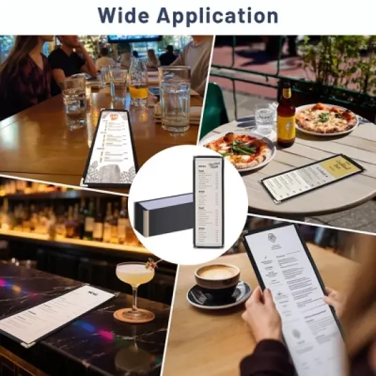 WeChef 30 Pcs 4.25 x 14" Restaurant Menu Covers Single Page 2 View Menu Sleeves Double-Stitched Edge PVC for Wine List image {1}