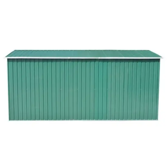 vidaXL Metal Garden Shed, Galvanized Steel Construction with Powder-Coated Finish, Outdoor Storage House, Sliding Doors, Green, 101.2"x154.3"x71.3" image {2}