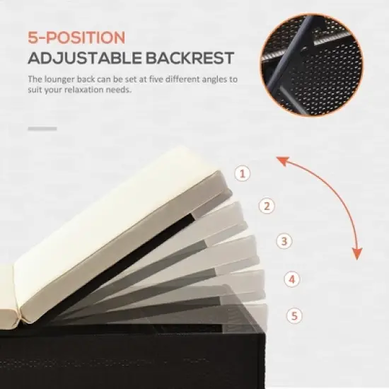 Resenkos Chaise Lounge Chair Set, Outdoor Sectional Furniture, PE Rattan Base, Polyester Fabric, Dark Brown and Turquoise image {8}