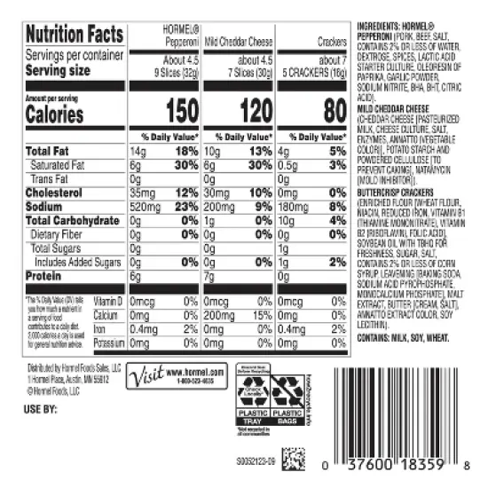 Hormel Gatherings Pepperoni, Cheddar Cheese & Crackers Charcuterie Snack Tray - 14oz image {3}