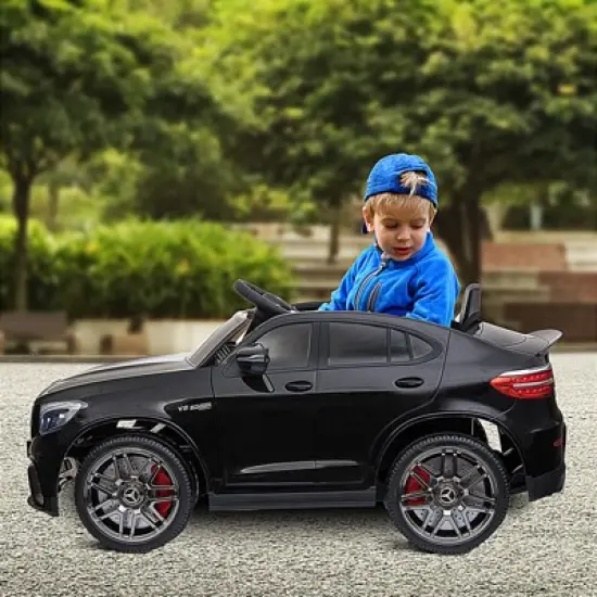 Aosom 12V Ride On Toy Car for Kids with Remote Control, Mercedes Benz AMG GLC63S Coupe, 2 Speed, with Music, Electric Light, Black image {1}